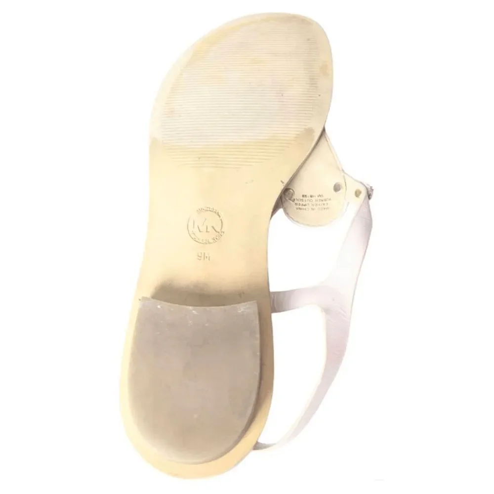 MICHAEL KORS Mallory Tan Leather T-Strap Sandal Size 9M